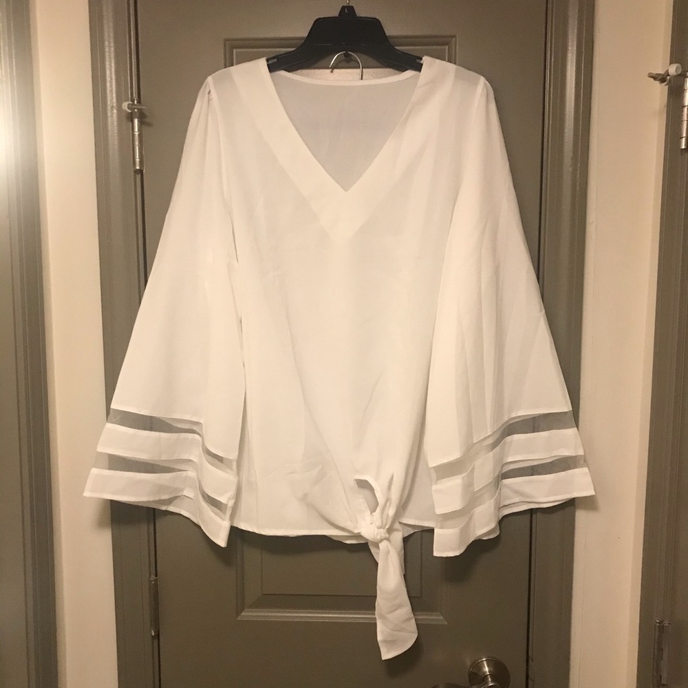 White V-neck Blouse